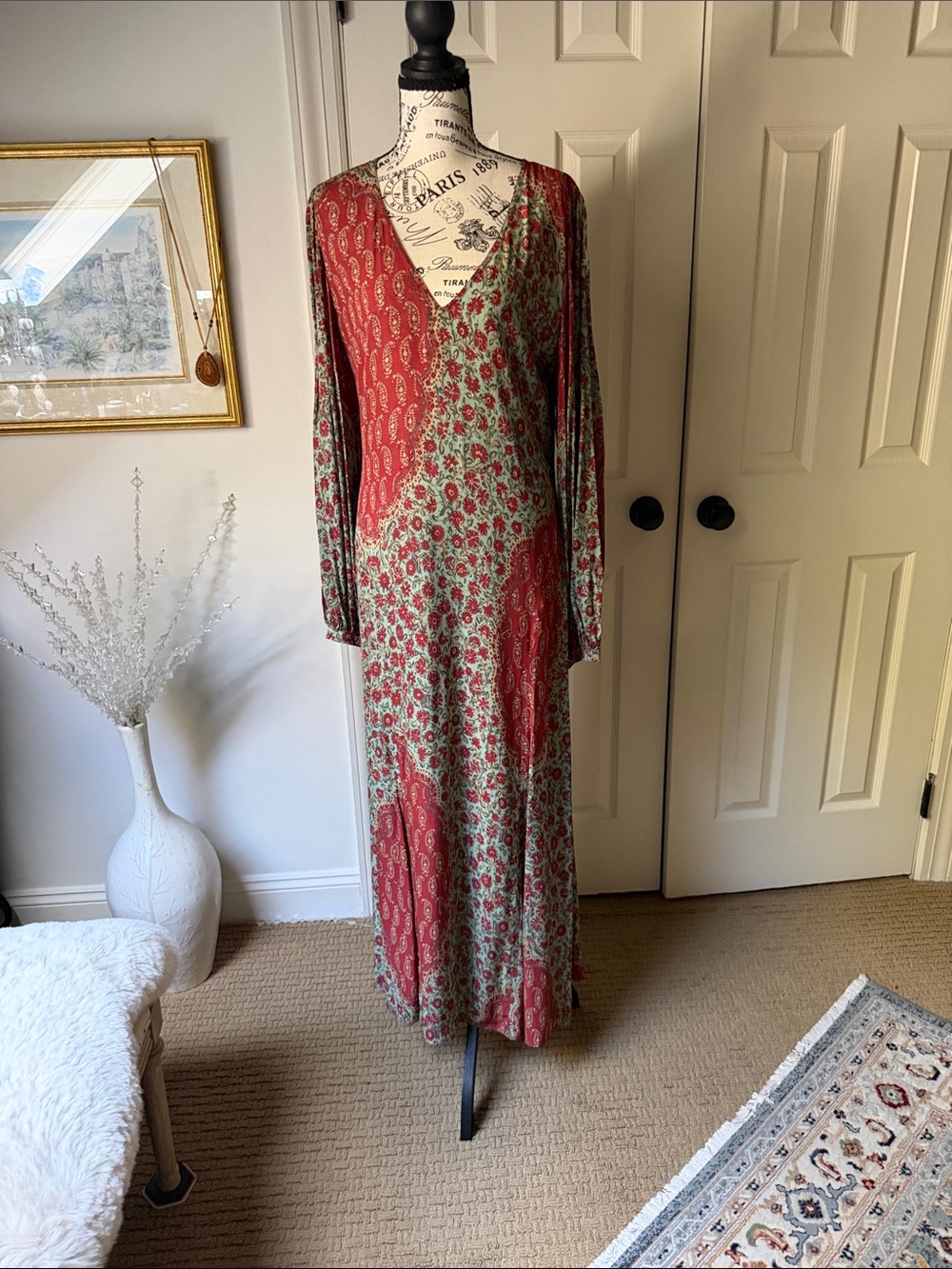 Ralph Lauren Bohemian Floral Wrap Maxi Dress - Red/Green